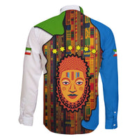 Equatorial Guinea Kente Family Matching Short Sleeve Bodycon Dress and Hawaiian Shirt with Tribal Mask and National Coat of Arms
