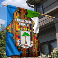 Equatorial Guinea Kente Garden Flag with Tribal Mask and National Coat of Arms