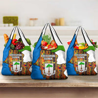 Equatorial Guinea Kente Grocery Bag with Tribal Mask and National Coat of Arms