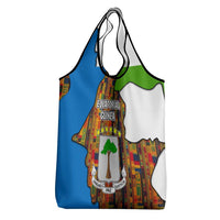 Equatorial Guinea Kente Grocery Bag with Tribal Mask and National Coat of Arms