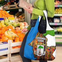 Equatorial Guinea Kente Grocery Bag with Tribal Mask and National Coat of Arms