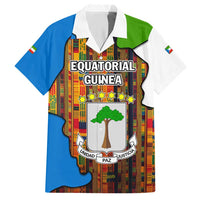 Equatorial Guinea Kente Hawaiian Shirt with Tribal Mask and National Coat of Arms