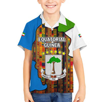 Equatorial Guinea Kente Hawaiian Shirt with Tribal Mask and National Coat of Arms
