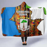Equatorial Guinea Kente Hooded Blanket with Tribal Mask and National Coat of Arms