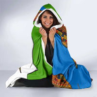 Equatorial Guinea Kente Hooded Blanket with Tribal Mask and National Coat of Arms