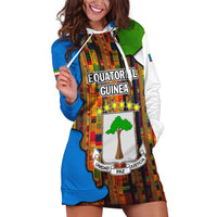 Equatorial Guinea Kente Hoodie Dress with Tribal Mask and National Coat of Arms