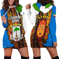 Equatorial Guinea Kente Hoodie Dress with Tribal Mask and National Coat of Arms
