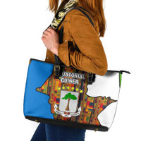 Equatorial Guinea Kente Leather Tote Bag with Tribal Mask and National Coat of Arms