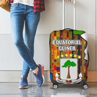 Equatorial Guinea Kente Luggage Cover with Tribal Mask and National Coat of Arms
