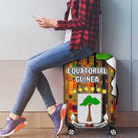 Equatorial Guinea Kente Luggage Cover with Tribal Mask and National Coat of Arms