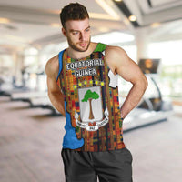 Equatorial Guinea Kente Men Tank Top with Tribal Mask and National Coat of Arms