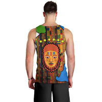 Equatorial Guinea Kente Men Tank Top with Tribal Mask and National Coat of Arms