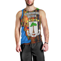Equatorial Guinea Kente Men Tank Top with Tribal Mask and National Coat of Arms