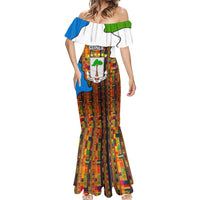 Equatorial Guinea Kente Mermaid Dress with Tribal Mask and National Coat of Arms