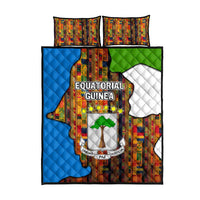 Equatorial Guinea Kente Quilt Bed Set with Tribal Mask and National Coat of Arms