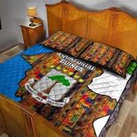 Equatorial Guinea Kente Quilt Bed Set with Tribal Mask and National Coat of Arms