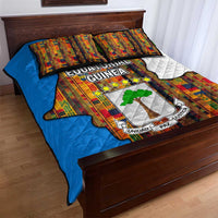 Equatorial Guinea Kente Quilt Bed Set with Tribal Mask and National Coat of Arms