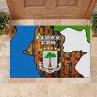 Equatorial Guinea Kente Rubber Doormat with Tribal Mask and National Coat of Arms