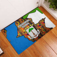 Equatorial Guinea Kente Rubber Doormat with Tribal Mask and National Coat of Arms