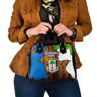 Equatorial Guinea Kente Shoulder Handbag with Tribal Mask and National Coat of Arms