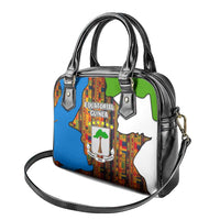 Equatorial Guinea Kente Shoulder Handbag with Tribal Mask and National Coat of Arms