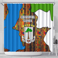 Equatorial Guinea Kente Shower Curtain with Tribal Mask and National Coat of Arms