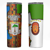 Equatorial Guinea Kente Skinny Tumbler with Tribal Mask and National Coat of Arms