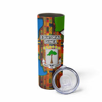 Equatorial Guinea Kente Skinny Tumbler with Tribal Mask and National Coat of Arms