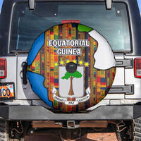 Equatorial Guinea Kente Spare Tire Cover with Tribal Mask and National Coat of Arms