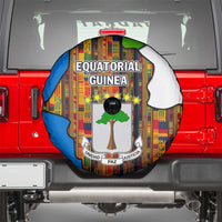 Equatorial Guinea Kente Spare Tire Cover with Tribal Mask and National Coat of Arms