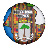 Equatorial Guinea Kente Spare Tire Cover with Tribal Mask and National Coat of Arms