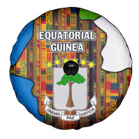 Equatorial Guinea Kente Spare Tire Cover with Tribal Mask and National Coat of Arms