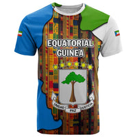 Equatorial Guinea Kente T Shirt with Tribal Mask and National Coat of Arms