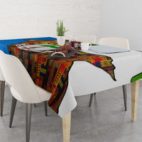 Equatorial Guinea Kente Tablecloth with Tribal Mask and National Coat of Arms