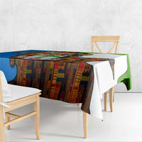 Equatorial Guinea Kente Tablecloth with Tribal Mask and National Coat of Arms