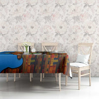 Equatorial Guinea Kente Tablecloth with Tribal Mask and National Coat of Arms