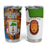 Equatorial Guinea Kente Tumbler Cup with Tribal Mask and National Coat of Arms