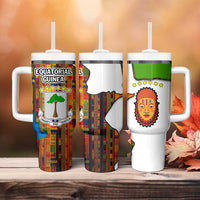 Equatorial Guinea Kente Tumbler With Handle with Tribal Mask and National Coat of Arms