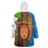 Equatorial Guinea Kente Wearable Blanket Hoodie with Tribal Mask and National Coat of Arms