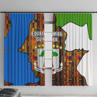 Equatorial Guinea Kente Window Curtain with Tribal Mask and National Coat of Arms