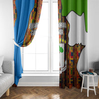 Equatorial Guinea Kente Window Curtain with Tribal Mask and National Coat of Arms