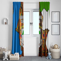 Equatorial Guinea Kente Window Curtain with Tribal Mask and National Coat of Arms