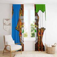 Equatorial Guinea Kente Window Curtain with Tribal Mask and National Coat of Arms