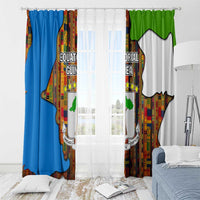Equatorial Guinea Kente Window Curtain with Tribal Mask and National Coat of Arms