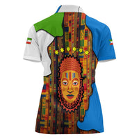 Equatorial Guinea Kente Women Polo Shirt with Tribal Mask and National Coat of Arms