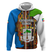 Equatorial Guinea Kente Zip Hoodie with Tribal Mask and National Coat of Arms