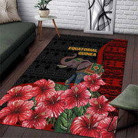 Equatorial Guinea Elephant Area Rug with Hibiscus Flowers and Tribal Patterns
