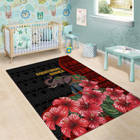 Equatorial Guinea Elephant Area Rug with Hibiscus Flowers and Tribal Patterns