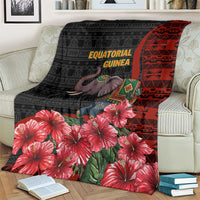Equatorial Guinea Elephant Blanket with Hibiscus Flowers and Tribal Patterns