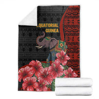 Equatorial Guinea Elephant Blanket with Hibiscus Flowers and Tribal Patterns